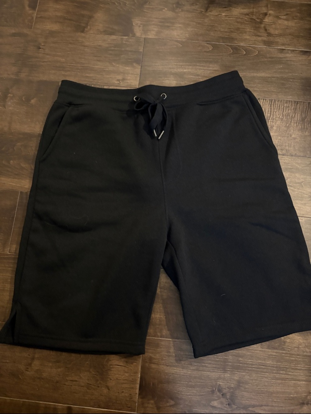 Men's Black Athletic Knit Drawstring Shorts